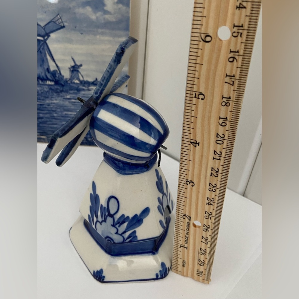 Vintage Blue Delft TILE ART Dutch Landscape Windmill Figurine Nature ceramic LOT - Picture 14 of 16